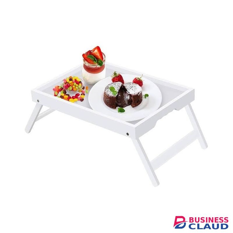 White Foldable Bamboo Breakfast Tray