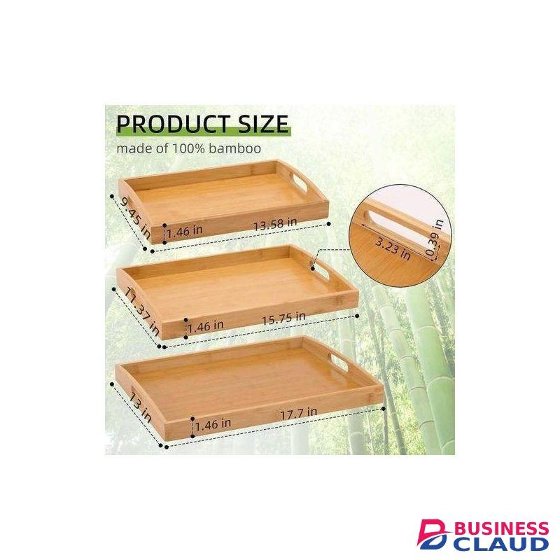 Bamboo Heavy Duty 3 In 1 Serving Trays/ Wooden Serving Trays