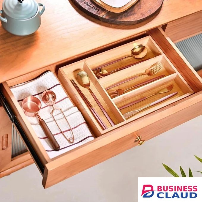 Bamboo Cutlery Tray With 4 Slots