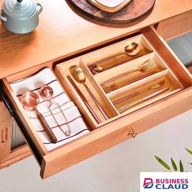 Bamboo Cutlery Tray With 4 Slots