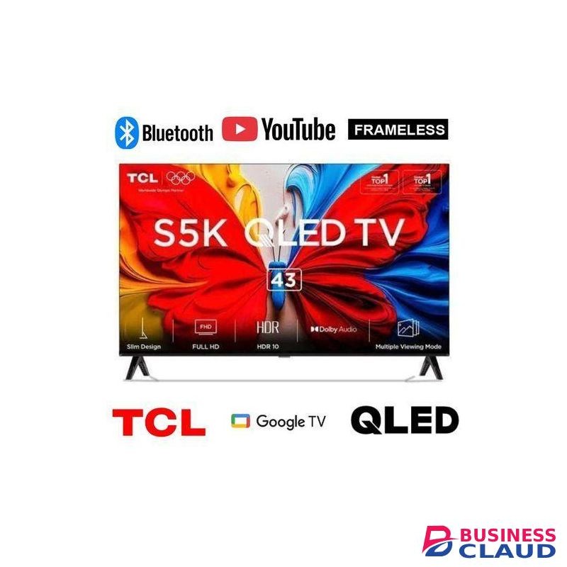 TCL 32S5K – 32" QLED Full HD Smart Google TV – HDR10, Dolby Audio, Frameless Design, Model 2025-(1-Year Warranty)+FREE WALL BRACKET+TV GUARD