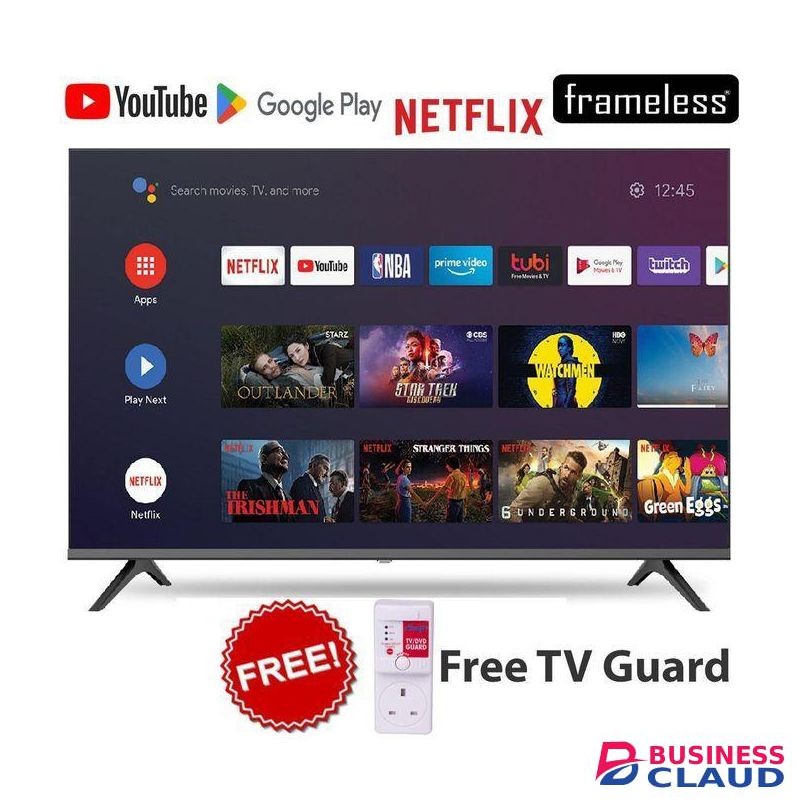 TCL 32S5 32" Inch Frameless Smart ANDROID QLED Google TV Full HD Google play,Netflix,Youtube Inbuilt Decoder HDR10 Dobly Audio Chrome-Cast,Bluetooth Enabled + Free TV GUARD