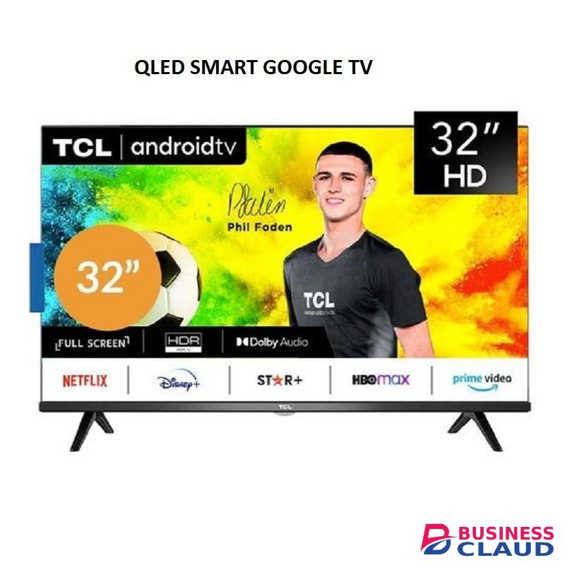TCL 32" inch QLED TV,32S5 S-Series, FHD/HD HDR Smart Android Google TV, Netflix, YouTube, Bluetooth Connectivity,Wifi Connectivity,Inbuilt Decoder – Black (1YR WRTY)+FREE TV Guard+Extension Cable