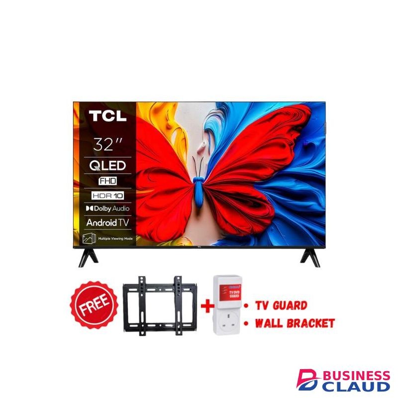 TCL 32" Inch,32S5K Television Smart TV QLED HDR 10 Google TV, Dolby Audio, Game Mode+FREE WALL BRACKET&TV GUARD