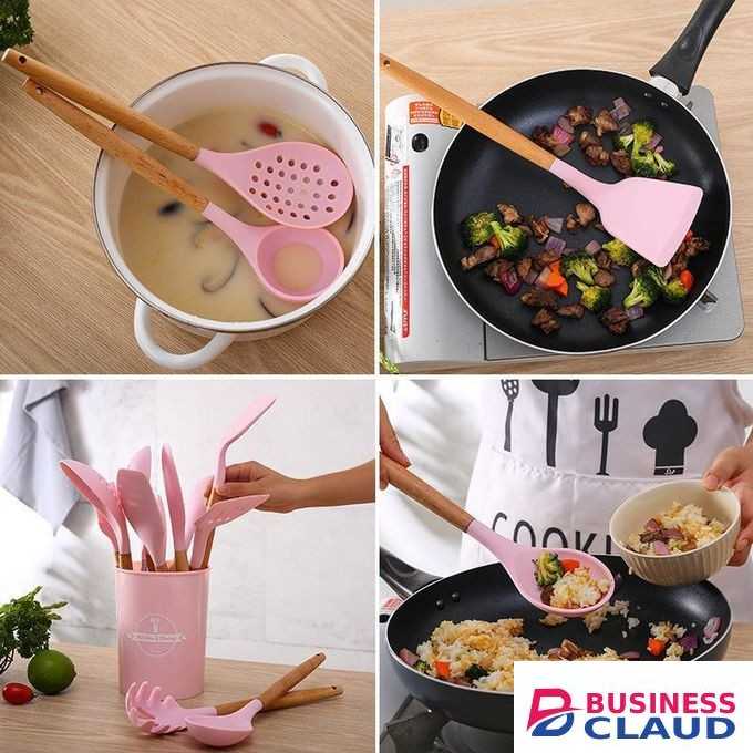 WIFINIT Silicon Silicone Kitchen Set (12 Piece) Kitchenware Serving Spoon