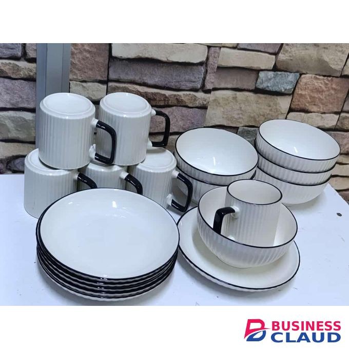 18 pcs Japanese dinner set containing 6 cups, 6 bowls, 6 plates
