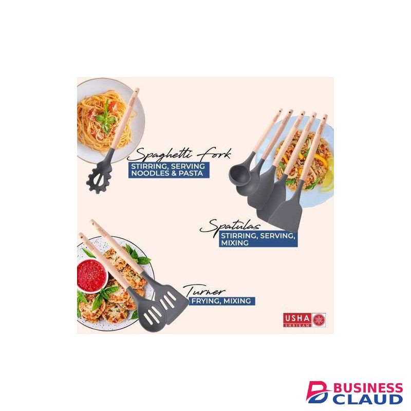 12PCS Nonstick Silicone Spoon Set with Wooden handles and Holder