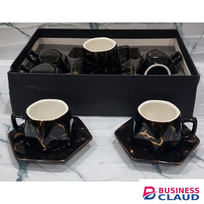 12-Piece Ceramic Cups & Saucers Set with Gift Bag
