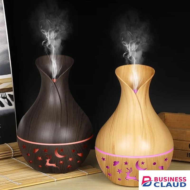 Wooden Vase Ultrasonic Humidifier 200ml Aroma Diffuser with Night Lamp