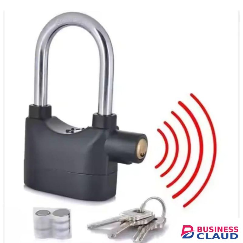 Stainless Steel Black Alarm Padlock with 3 Keys – Waterproof Security Lock with Motion & Shock Sensor Alarm