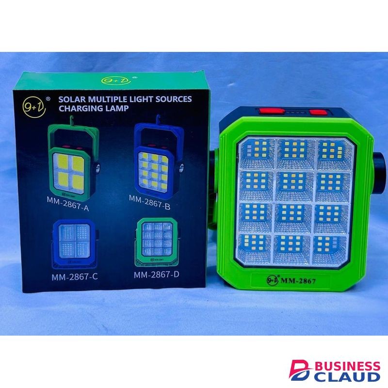 Solar Multiple Sources Charging Lamp – Rechargeable with Solar Panel & USB Charging Portable LED Emergency Light for Camping Home Outages