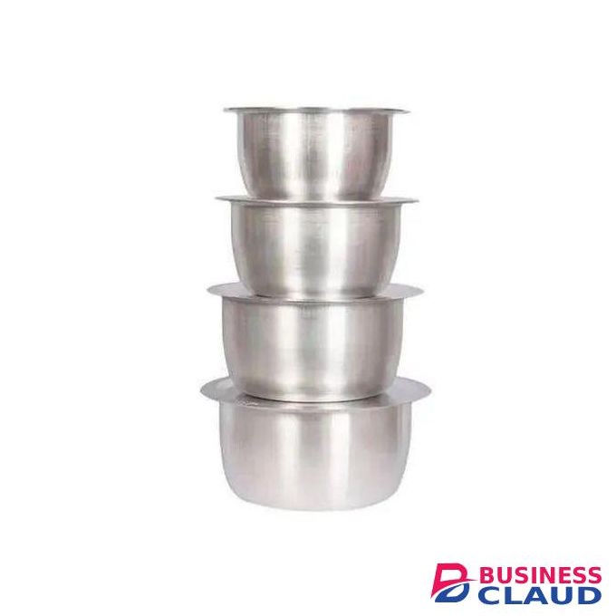 4-Piece Stainless Aluminum Cookware Set – Durable Sufurias Without Lids for Everyday Cooking (No Lids Included) 1480