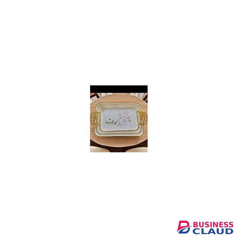 Set of 3 Clear Acrylic Serving Trays with Gold Handles – Elegant & Durable Multipurpose Trays