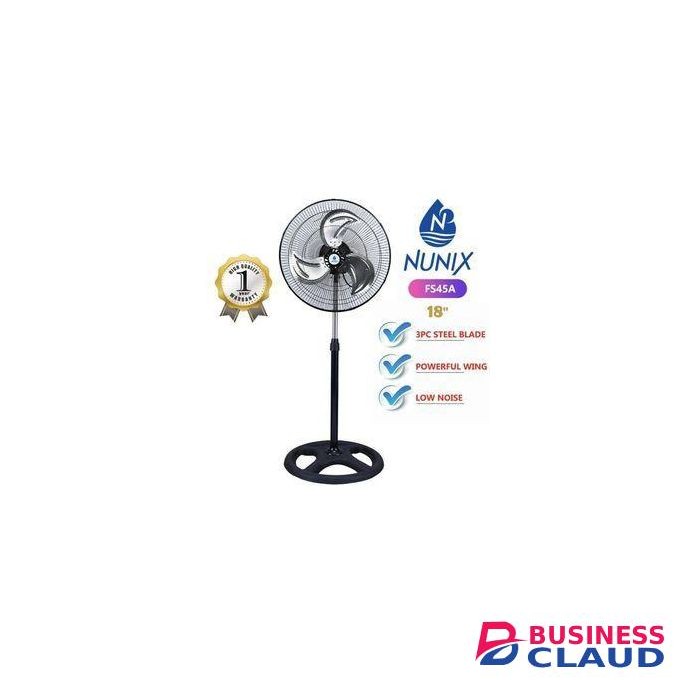 18" Standing Fan – Steel Blades Powerful Airflow Low Noise 3-Speed Oscillation Adjustable Height