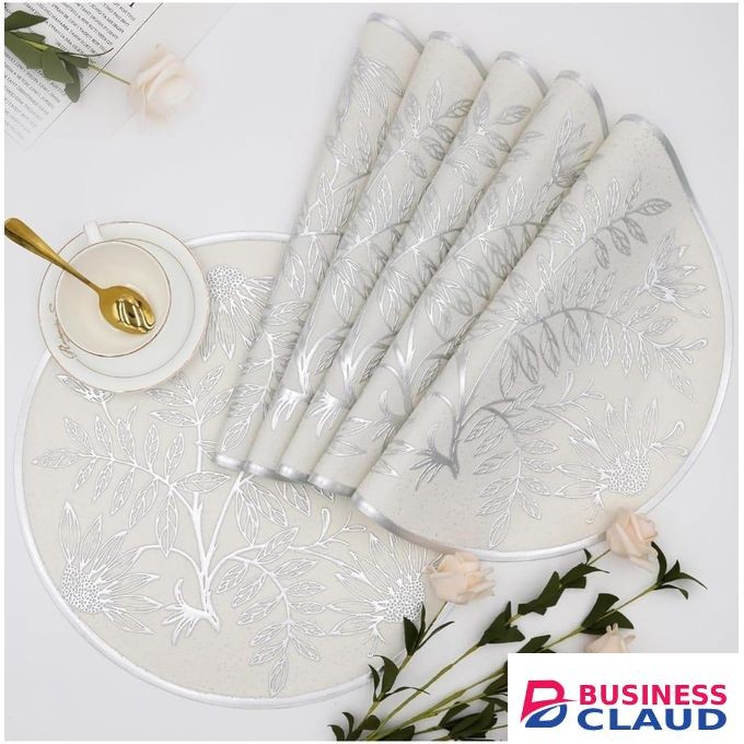 Set of 6 Non-Woven Table Mats – Heat Resistant, Spill-Proof, Decorative Dining Placemats