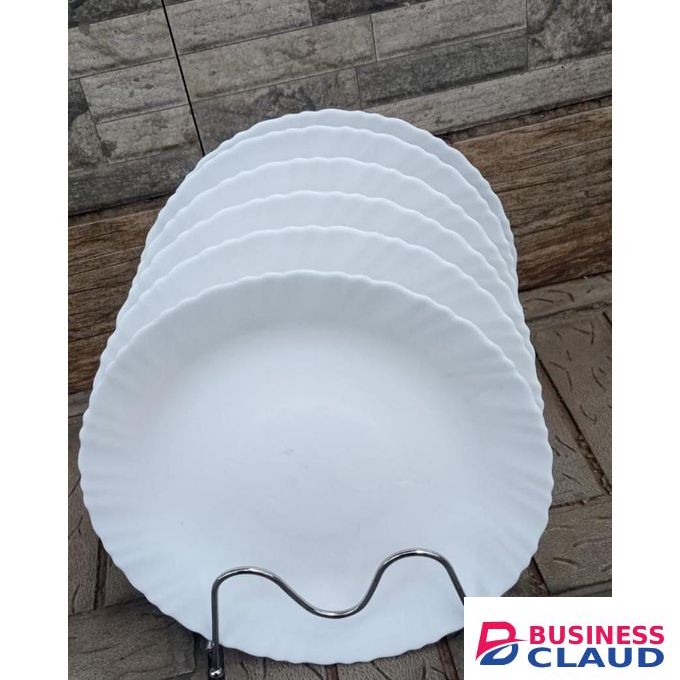 White Ceramic Dinner Plate Set – 6 Pieces, 10 Inch Durable Plates for Home & Restaurant Use