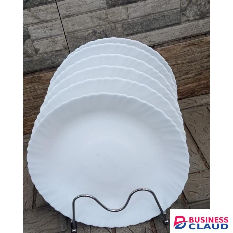 White Ceramic Dinner Plate Set – 6 Pieces, 10 Inch Durable Plates for Home & Restaurant Use