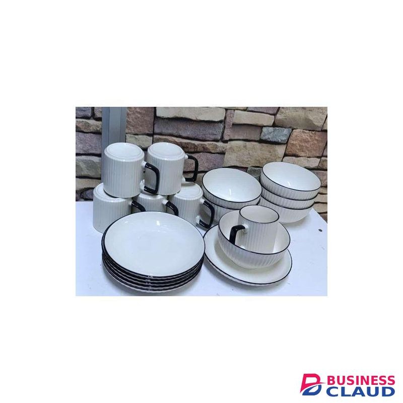 18-Piece Japanese Ceramic Dinner Set – 6 Bowls, 6 Cups & 6 Side Plates – Elegant & Durable Tableware
