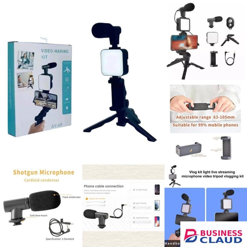 AY-49 Video Making Kit – Smartphone Tripod with Microphone, LED Light & Bluetooth Remote for TikTok & YouTube