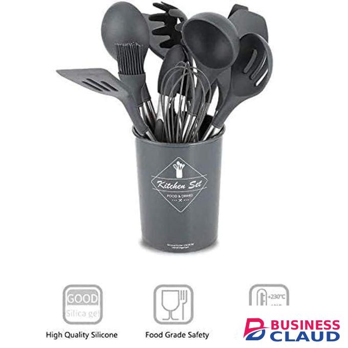 12pcs Black Silicone Cooking Set. Elevate your kitchen utensils
