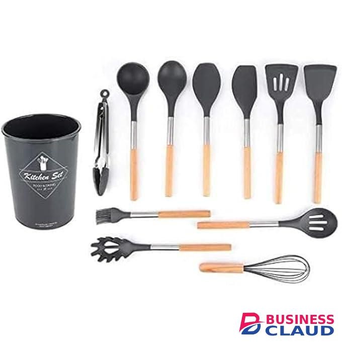 12pcs Black Silicone Cooking Set. Elevate your kitchen utensils