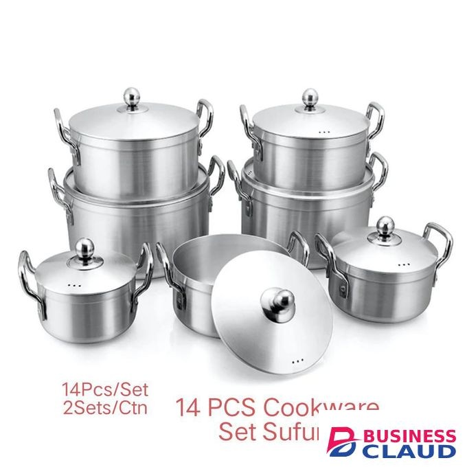 14Pcs Heavy Stainless Aluminium Cooking Sufuria/ Cookware sets