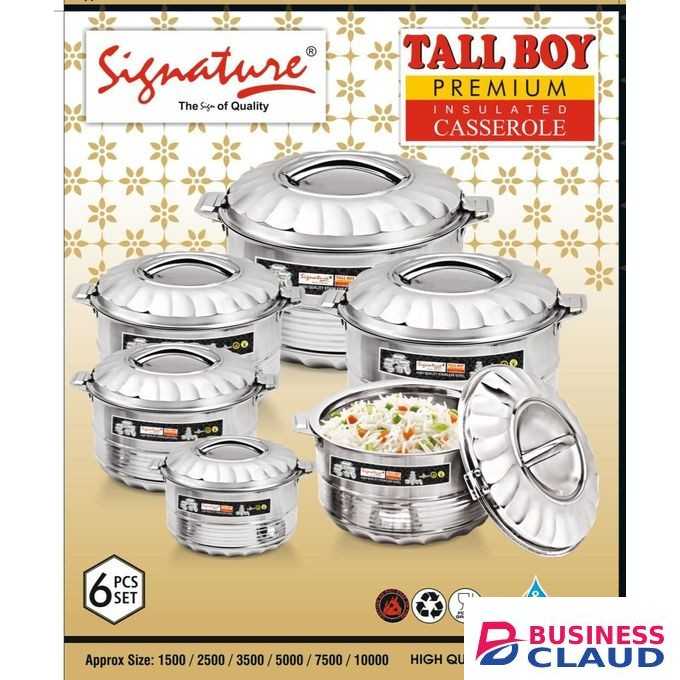 Signature 6 Pcs Premium Hotpots/ Hot Food Warmer Serving Pots - Capacity (1.5, 2.5, 3.5, 5 , 7.5 And 10 Liters).