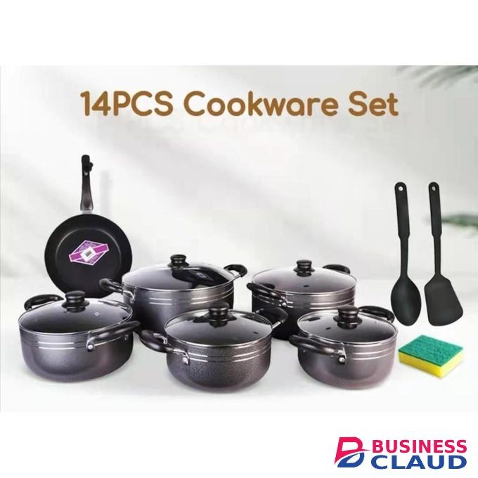 14pcs Non-Stick Black Cookware Set