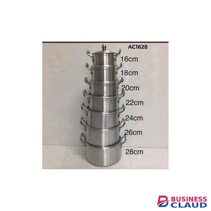 14 PCS Stainless Aluminium Cookware Set Sufuria -7pcs Pots+7pcs Lids Cooking Pots- 16cm/18cm/20cm/22cm/24cm/ 26cm/28cm
