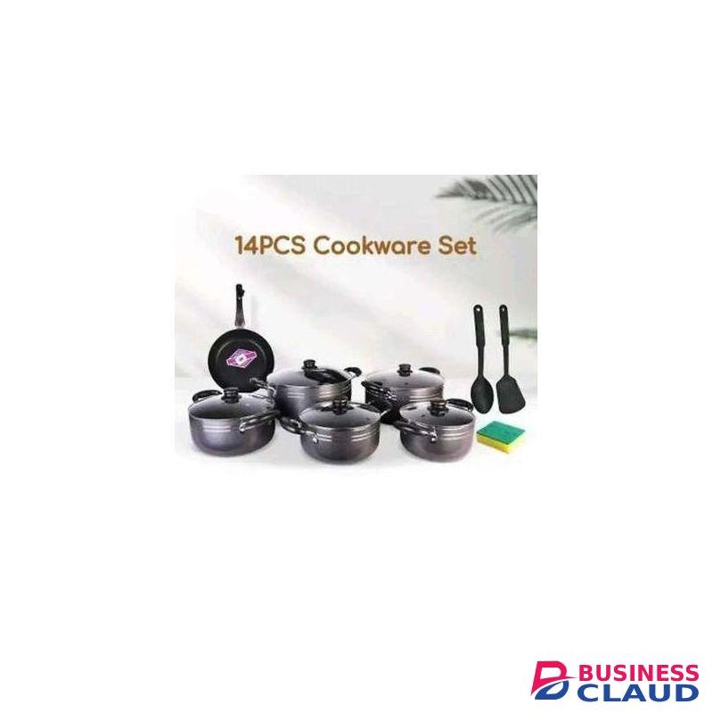 14-Piece Stainless Aluminium Cookware Pot Sufuria Set