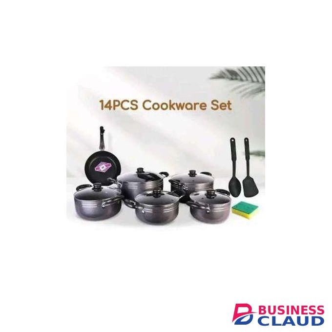 14-Piece Stainless Aluminium Cookware Pot Sufuria Set