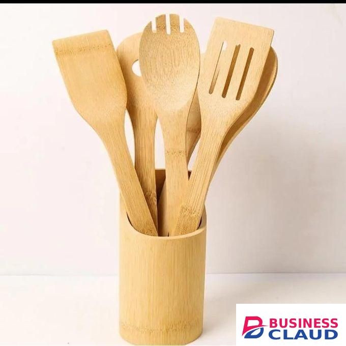 Share this product 6Pcs Bamboo Wooden Cooking Spoons Spatula Stick/Mwiko Set