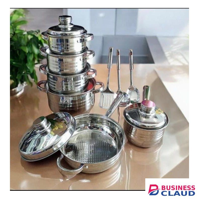 15Pcs Non Stick Stainless Steel Cookware Set