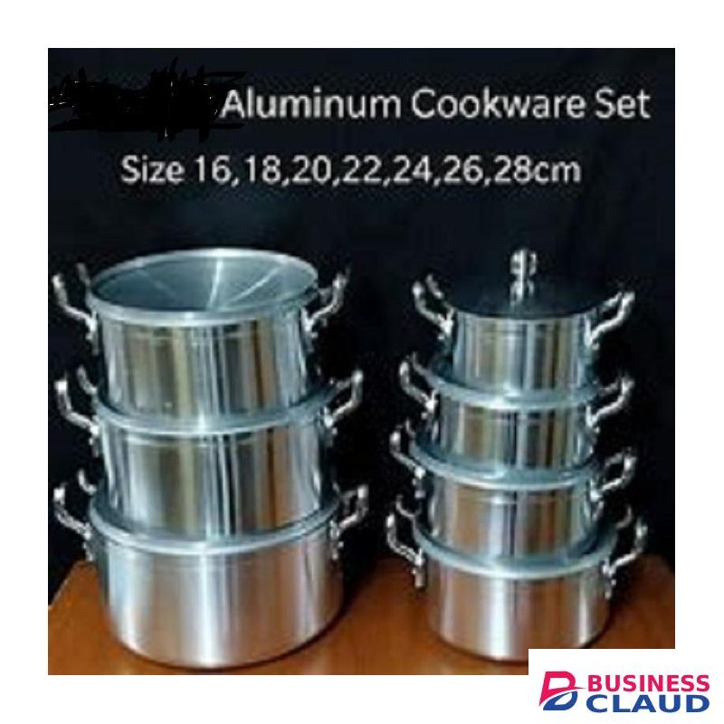 14 Pieces(7 pot+7 lid) Heavy Stainless Alluminium Cooking Pot Sufuria Set
