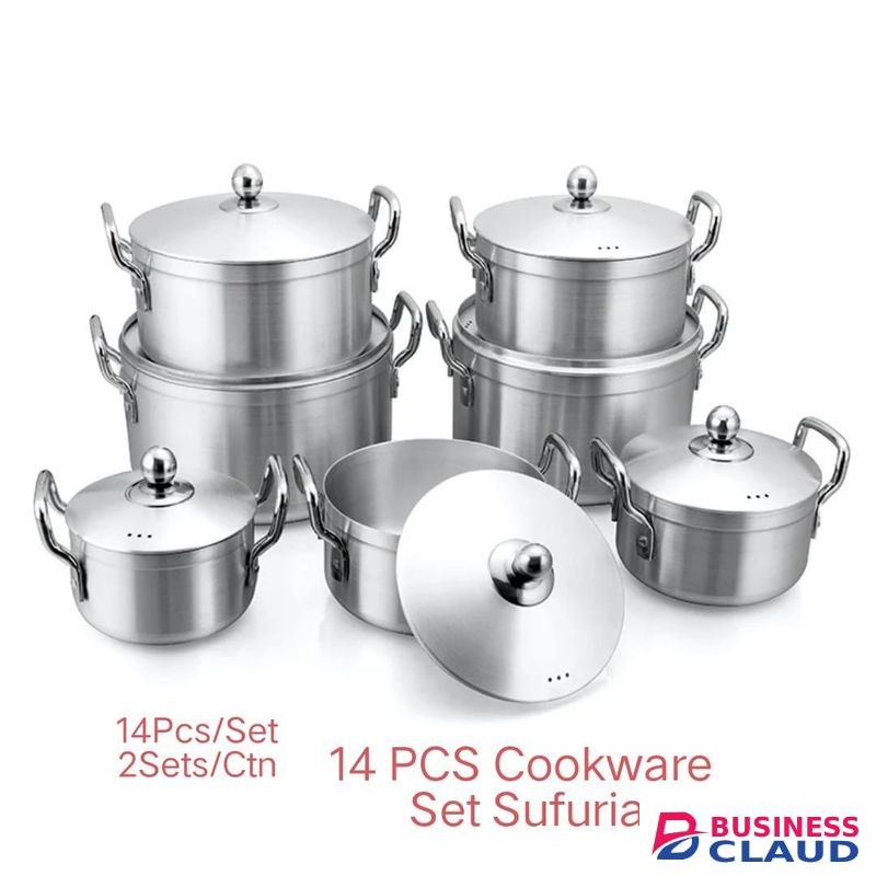 14-Pcs Heavy Duty Stainless Steel Cooking Pot Set