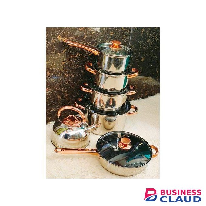 Yimeitai 12pcs Unique Cookware Set With Gold Handles