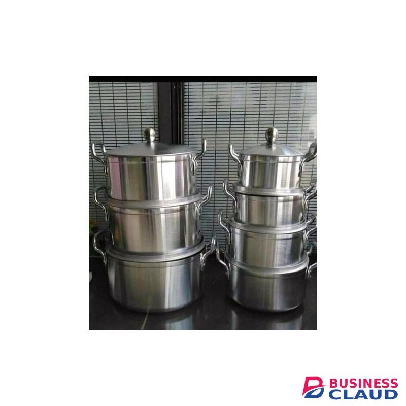 14 Piece- 7 Stainless Aluminium Cooking Sufuria /Pots & Lids