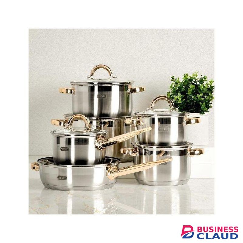 12Pcs Premium Quality Induction Base Sufurias Stainless Steel Cookware Set