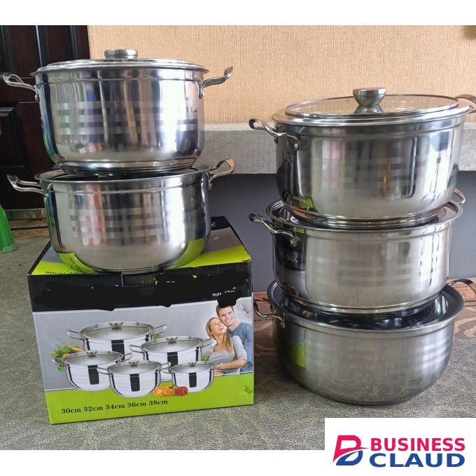 10pcs Germany Stainless Steel Pot Sizes 30cm,32cm,34cm,36cm,38cm