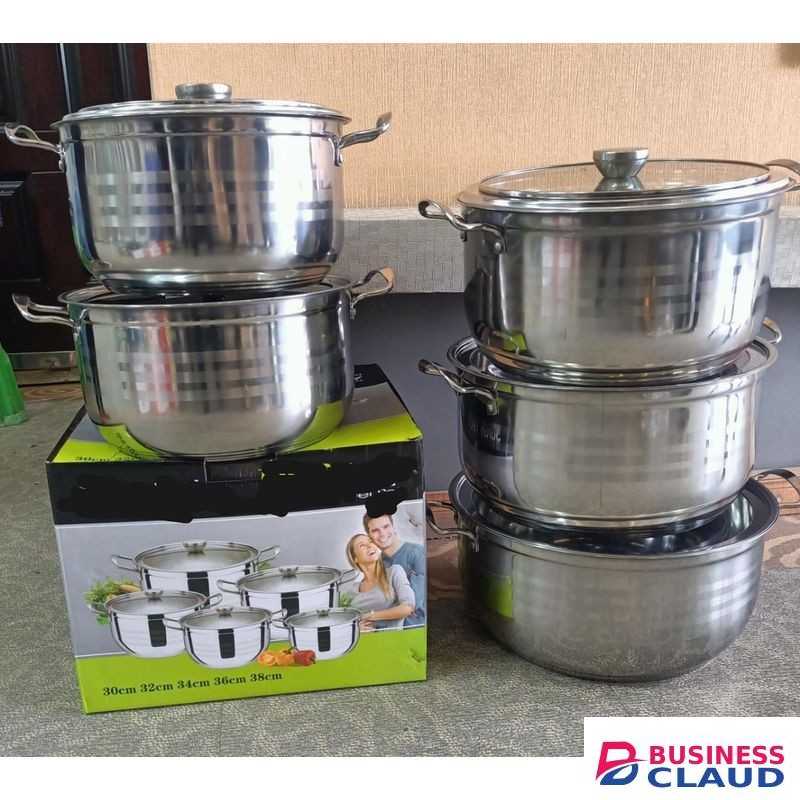 10pcs Germany Stainless Steel Pot Sizes 30cm,32cm,34cm,36cm,38cm