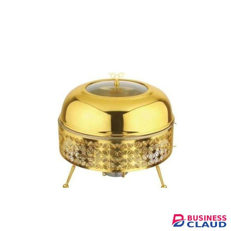 Signature 8 Ltr Gold Plated Round Cheffing Dish for Home or Commercial Use