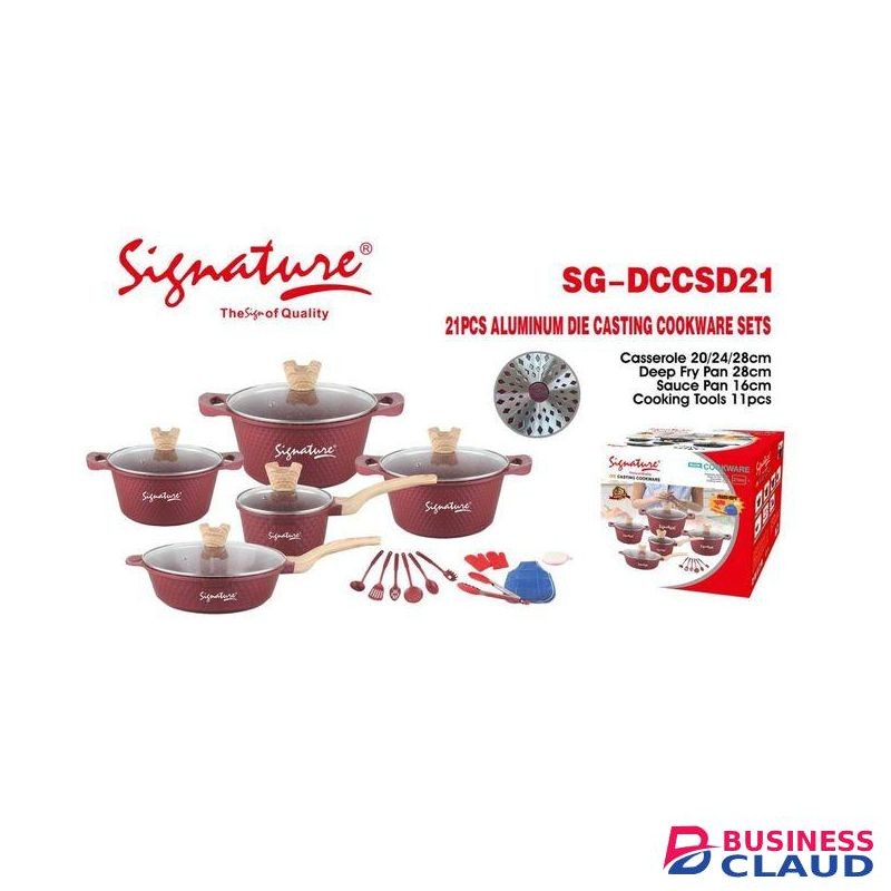 Signature 21 Pieces Aluminum Die Cast Non Stick Cooking Pots / Sufurias cookware set