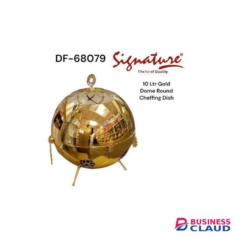 Signature 10 Ltr Gold Plated Round Chaffing Dish For Home/Commercial Use