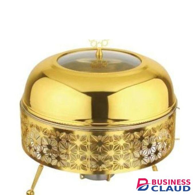 Signature 8Ltr Gold Plated Round Chaffing Dish For Home/Commercial Use