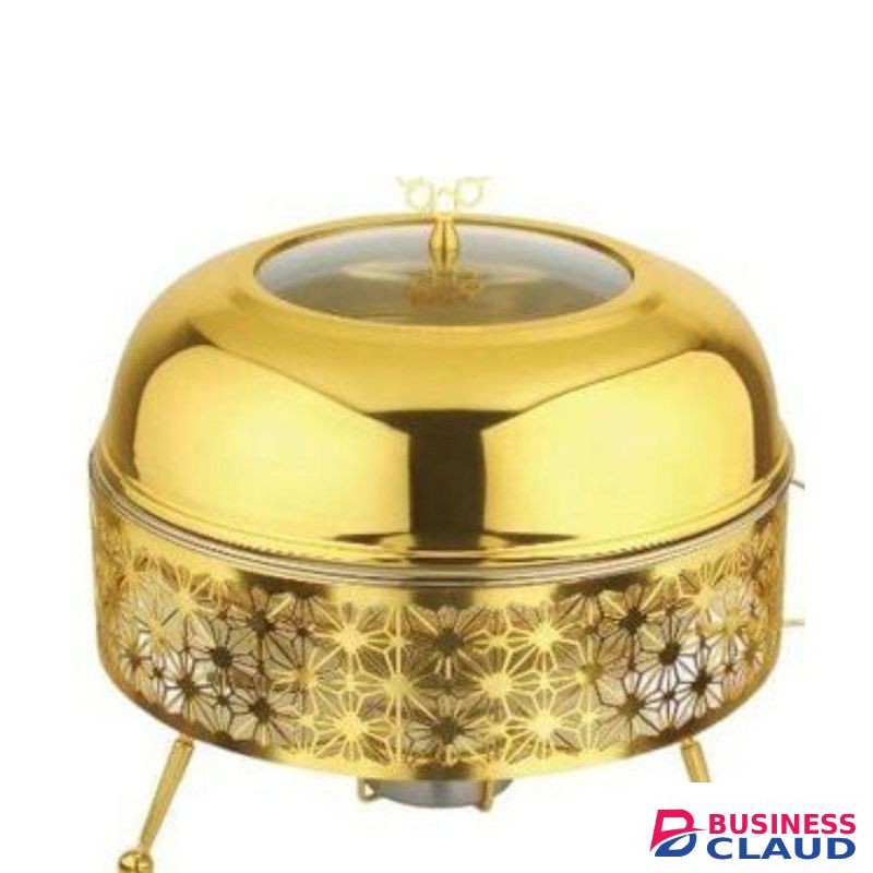 Signature 8Ltr Gold Plated Round Luxury Chafing Dish for Home or Commercial Use
