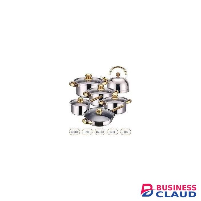12pcs Unique Cookware Set With Gold Handles