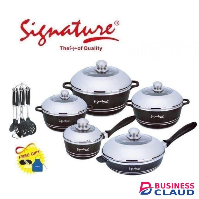 Signature Durable Cookware Set- 21 Piece Non-Stick Aluminum Die Cast Cooking Pots