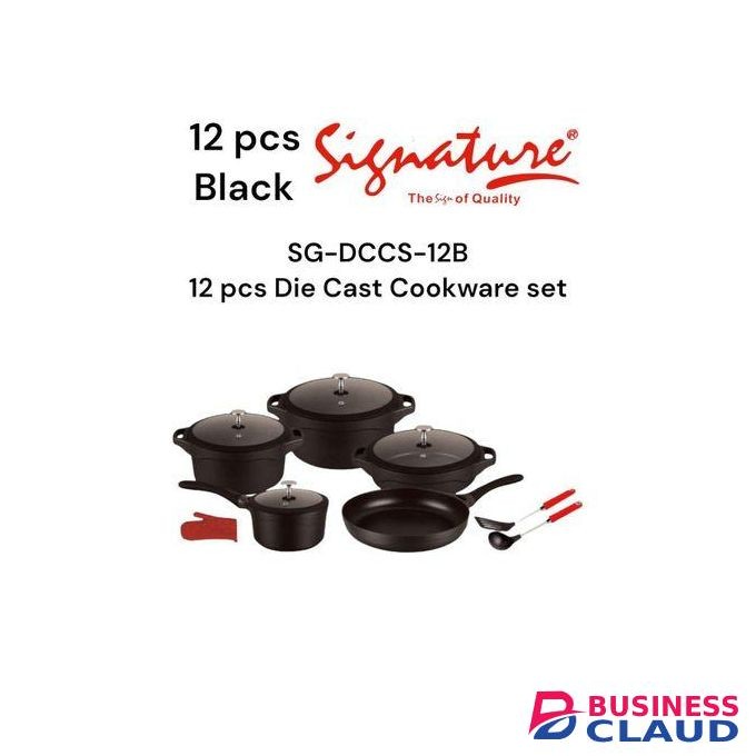 Signature Cooking Pots 12 PCs Heavy Die CAST Non Stick Cookware Set Sufurias
