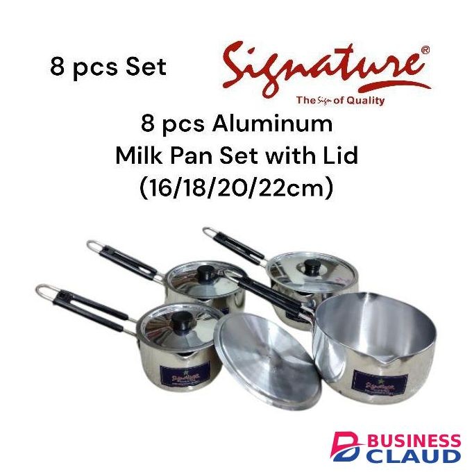 Signature 8 pcs Aluminum Milk Pan with Lid