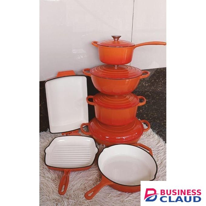 11pcs Enarmel Cast Iron Heavy Duty Cooking Pots